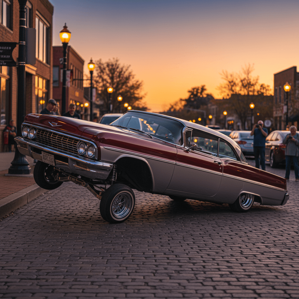 Old School Low Riders car show feature on Historic Main Street