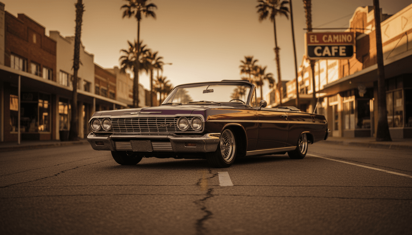 Classic low-rider car on Historic Main Street, Lake Elsinore